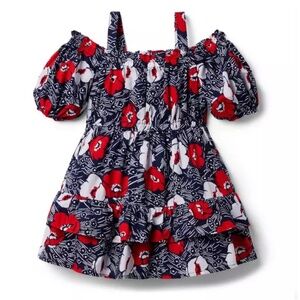 NWT - Janie and Jack Floral Cold Shoulder Puff Sleeve Dress - Size 6